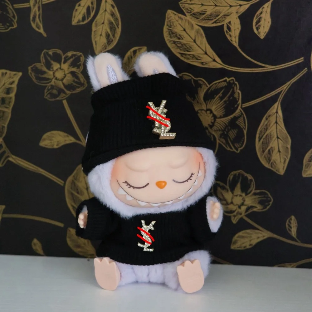Labubu Clothes Black Beanie and Shirt (DOLL NOT INCLUDED)
